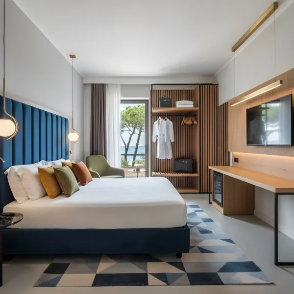 Camera hotel su misura a Bibione con arredi contract Creaopera