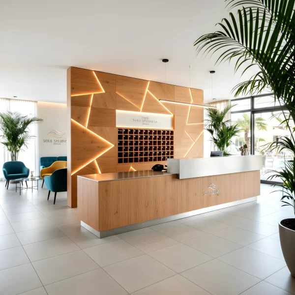 Arredamenti contract per reception hotel a Jesolo realizzati da Creaopera