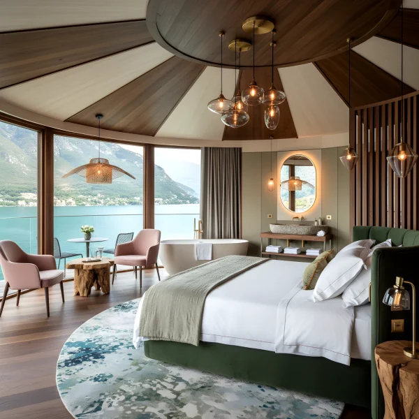 Arredamenti per hotel sul Lago di Garda – Camera progettata da Creaopera