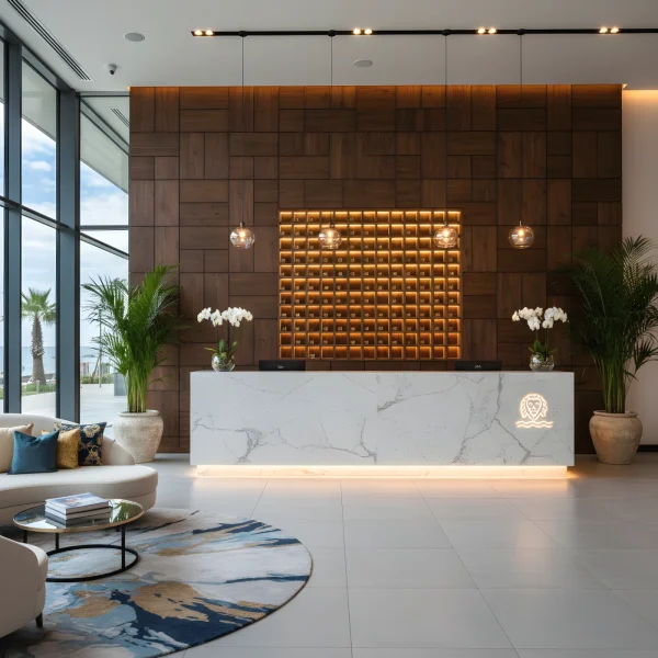 Reception hotel al mare a Bibione con arredi su misura Creaopera